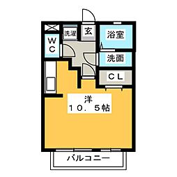 ヴィクトワールＫ 2階ワンルームの間取り