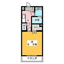 ヴィヴルミュウ2 1Kの間取図画像