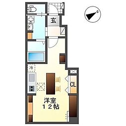 コーポ峯のハタ ワンルームの間取図画像