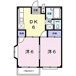 エルディム駿河台 2DKの間取図画像
