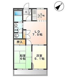 エスポワール駿河A 2LDKの間取図画像