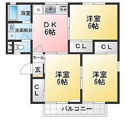 新富士ハイツA 3DKの間取図画像