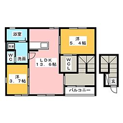 クレセオファインA 2LDKの間取図画像