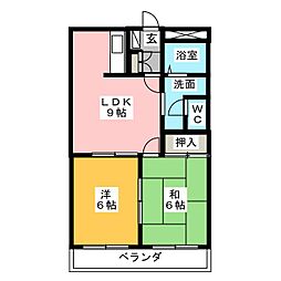 メゾン・リヴィエールFuji 2DKの間取図画像