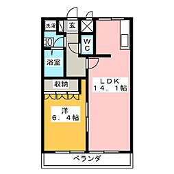 メアリーローズ 1LDKの間取図画像