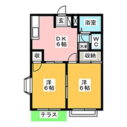 エルディム駿河台 2DKの間取図画像