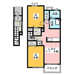 アドラブール・コート3 2LDKの間取図画像