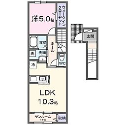 ハピネス ワン 1LDKの間取図画像
