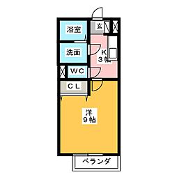 サンクレールC棟 1Kの間取図画像