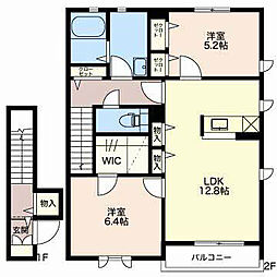 アヴァンセ本市場B 2LDKの間取図画像