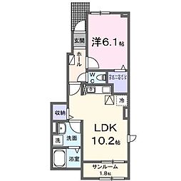 アステル 1LDKの間取図画像