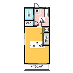 シティハイムパークサイド 1Kの間取図画像