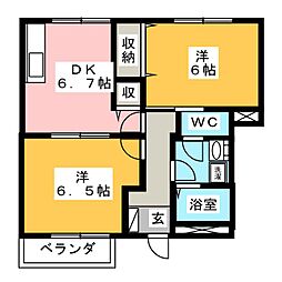 クレストールエム 2DKの間取図画像