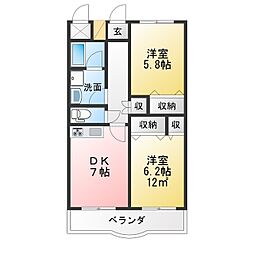 サニーヴィラ 2DKの間取図画像