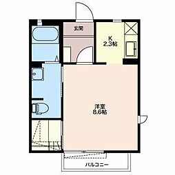 ル・シエル 1Kの間取図画像