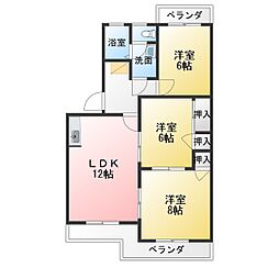 ハピネス2 3LDKの間取図画像