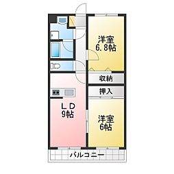 ミルレーブ2 2LDKの間取図画像