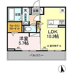 シャルマンペッシェ2 1LDKの間取図画像