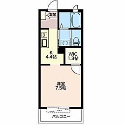 グランポルテ 1Kの間取図画像