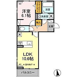 シャルマンペッシェ2 1LDKの間取図画像