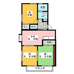 パレステージ2 3DKの間取図画像