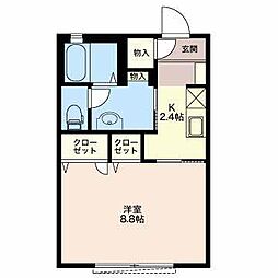 ライフコーポB 1Kの間取図画像