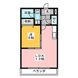 ファンテーヌ 1LDKの間取図画像