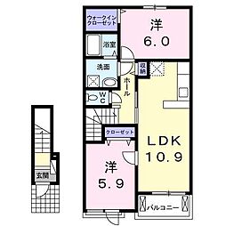 フィオーレ・コッティA 2LDKの間取図画像