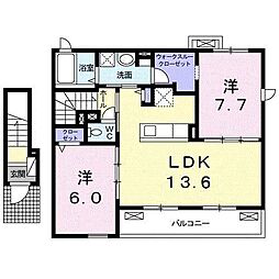 オリーブ2 2LDKの間取図画像