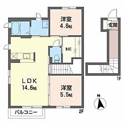 サニーハイム大中里B 2LDKの間取図画像