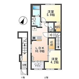 サンルミエール 2LDKの間取図画像