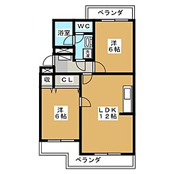 アーバンライフユイ 2LDKの間取図画像