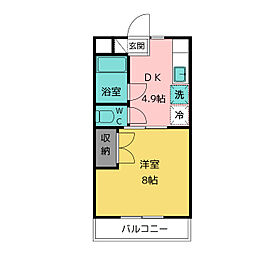 ボーネンK 1DKの間取図画像