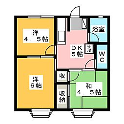 太平洋コープ焼津 3DKの間取図画像