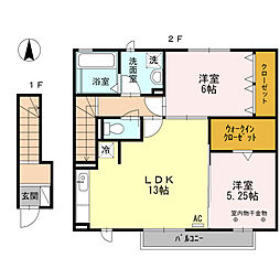 フォルトゥーナ 2LDKの間取図画像