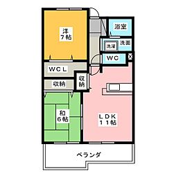 ラフィーネYamaguchi 2LDKの間取図画像