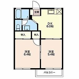 コーポおおいがわ 2DKの間取図画像