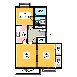 サンライトカネ井 3Kの間取図画像