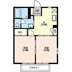 サンマリナ石津 2DKの間取図画像