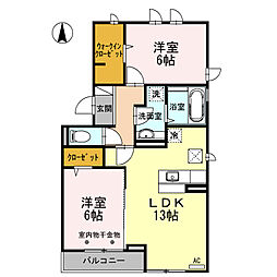ルミエール西焼津 2LDKの間取図画像