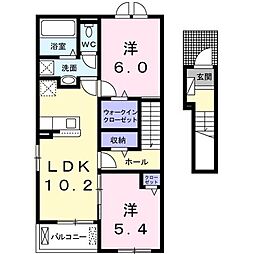 ブライト・ガーデン小土 2LDKの間取図画像