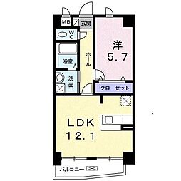アルカンシエル 1LDKの間取図画像