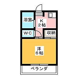 ル・ソレイユ 1Kの間取図画像