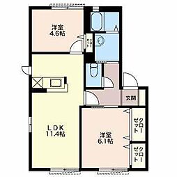 フラックスC 2LDKの間取図画像