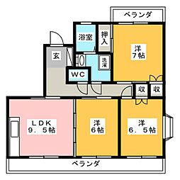 シャン・ピエール2 3LDKの間取図画像