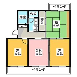 シャン・ピエール2 3DKの間取図画像
