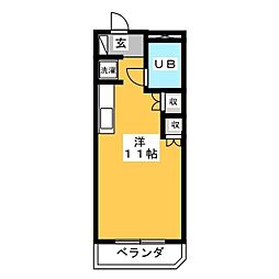 レインボー ワンルームの間取図画像