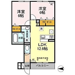 メゾンドパディ 2LDKの間取図画像