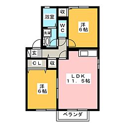 フォーチュン 2LDKの間取図画像