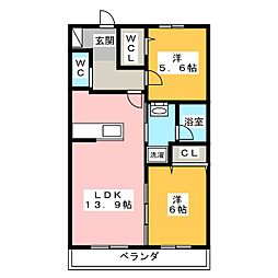 エストレーモ・ヴィヴレ 2LDKの間取図画像